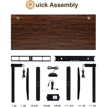 We'Re It Lift it, 72"x24" Electric Sit Stand Desk, 4 Memory/1 USB LED Control, Walnut Block Top, Black Base VL23BLK7224-WNB